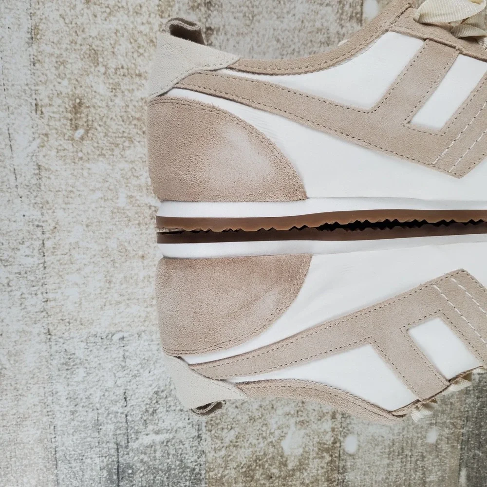 Free People Aces Shoes Sz 11 Tennis Chalk Desert Sand Suede Low-Top Sneaker